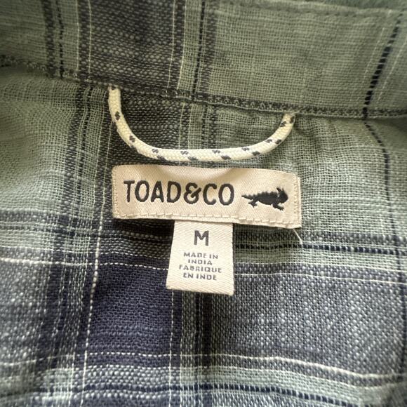 TOAD & CO Shirt Womens Medium Blue Plaid Casual Camp Organic Cotton Sustainable - Picture 7 of 10